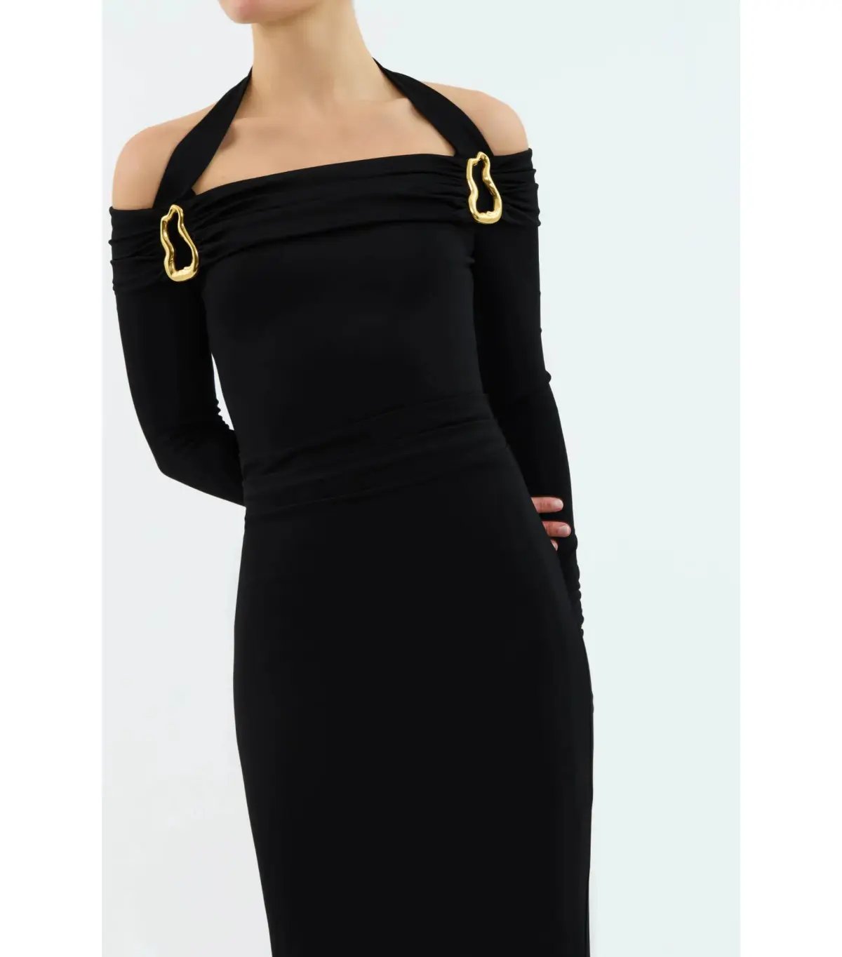 Rebecca Vallance Domenica Halter Midi Dress Black Size AU 8 photo 2