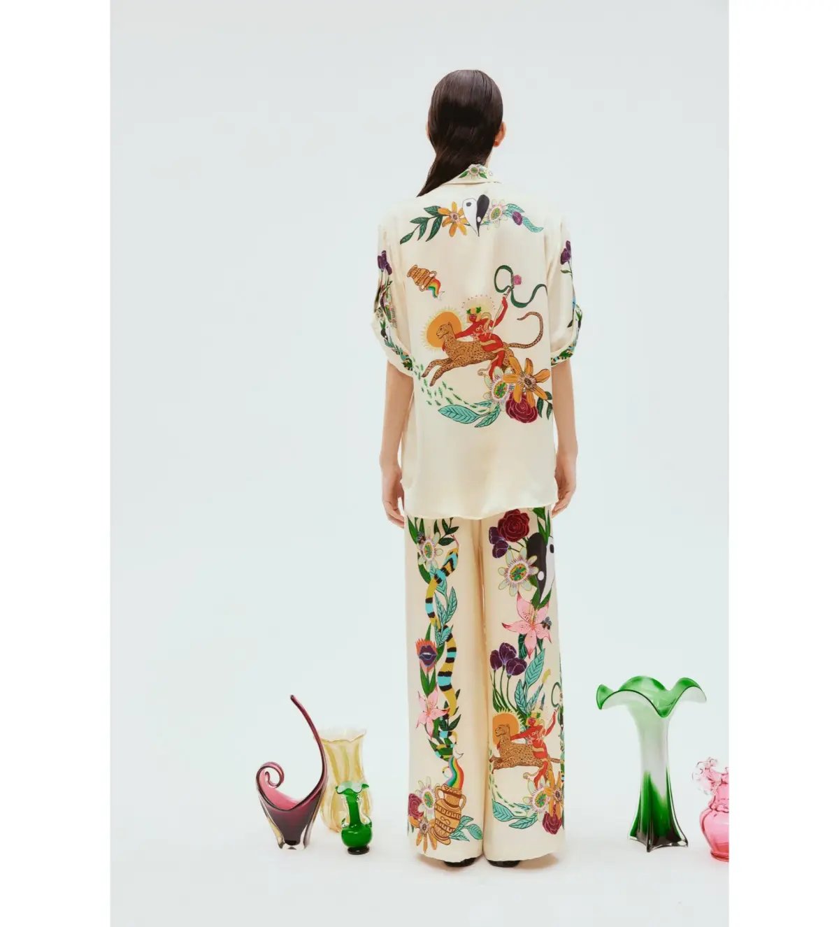 Alemais Meagan Oversized Silk Shirt & Pants Set Print Size 8 photo 2