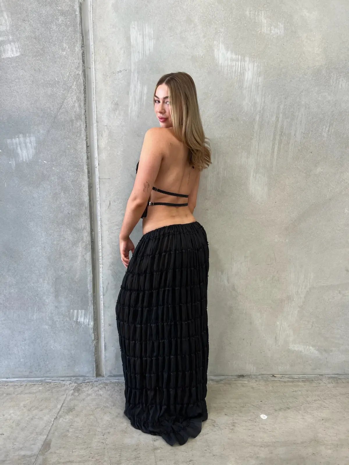 Arcina Ori Juliette Halter Top & Maxi Skirt Set Black Size 8 photo 2