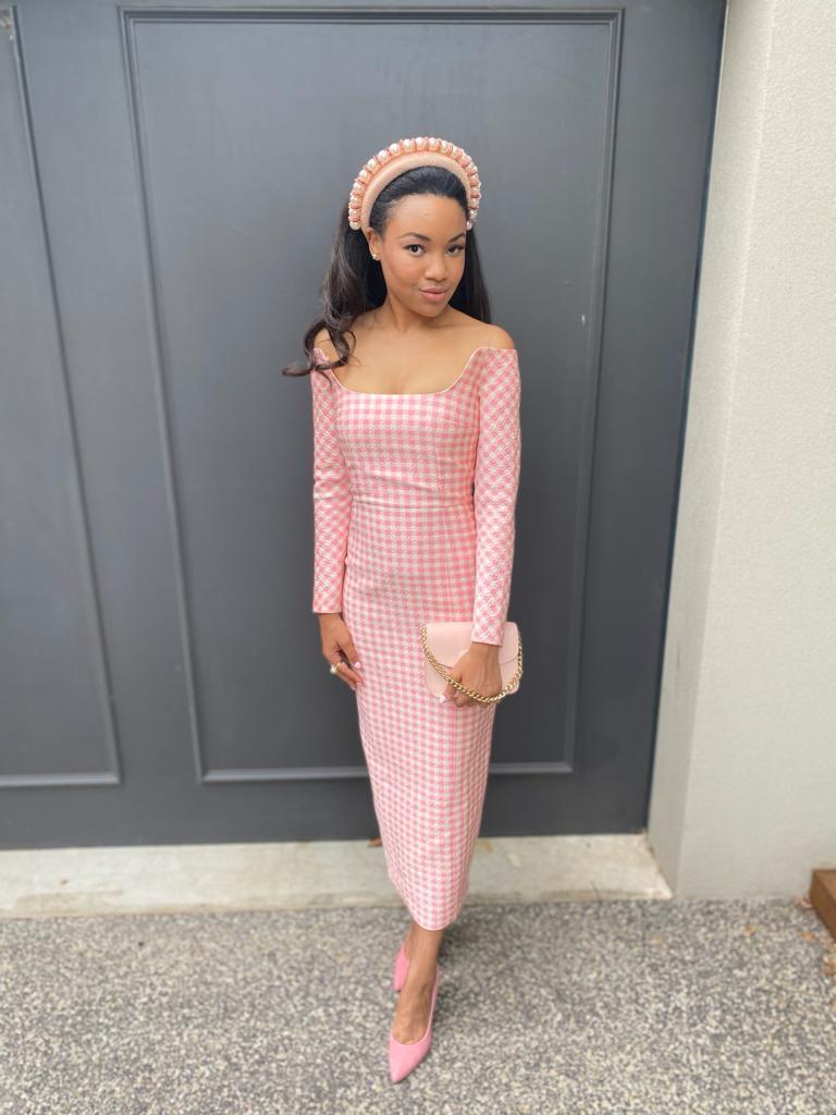Emilia Wickstead Birch Midi Dress Pink Gingham Size 6 photo 2