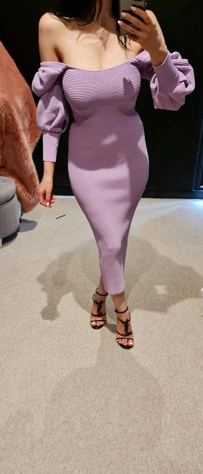 Sheike Bonnie Knit Midi Dress Lilac Purple Size 6 photo 4