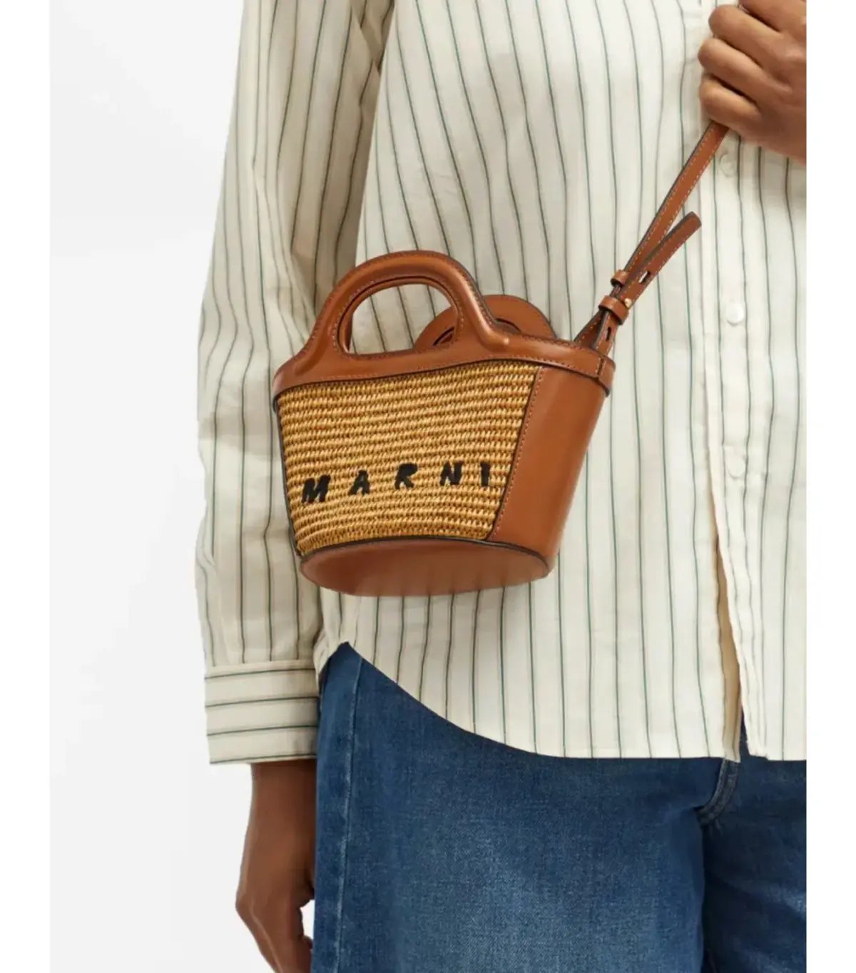 Marni Micro Tropicalia Logo Bag in Raw Sienna photo 2