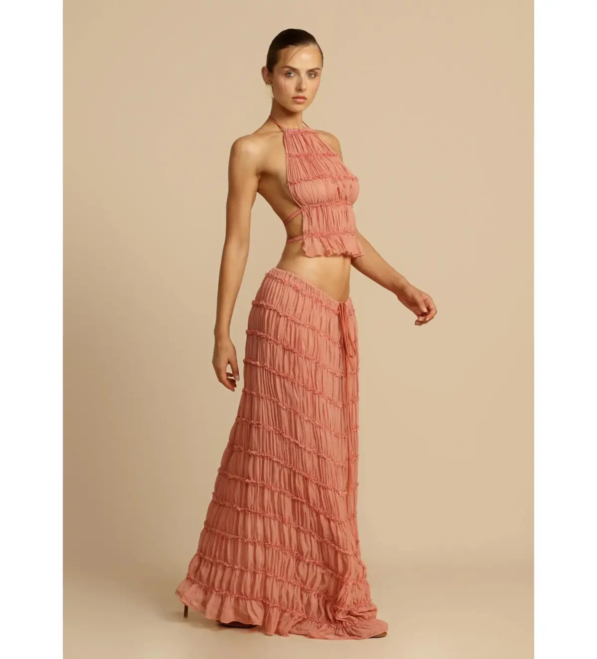 Arcina Ori Juliette Halter and Maxi Skirt Set Peach Size AU 10 photo 2