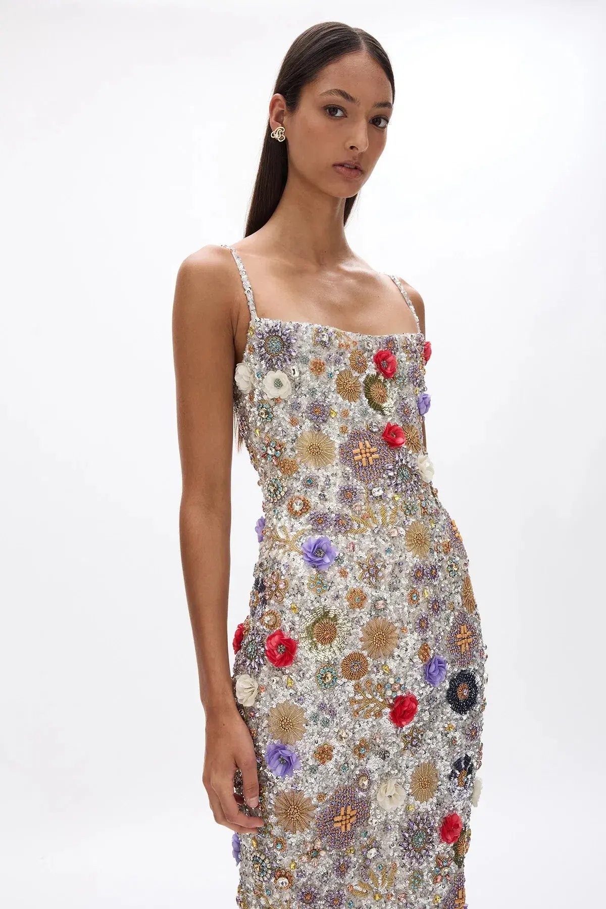 Rachel Gilbert Francesca Gown Silver Multi Size 0 / AU 6 photo 3