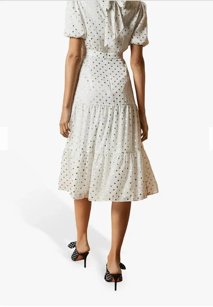 Ted Baker Mariani Spot MIDI Dress Ivory In Size 2/AU 10 photo 2
