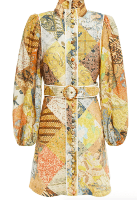 Zimmermann Brightside Belted Linen Mini Dress Print Size 8 photo 4