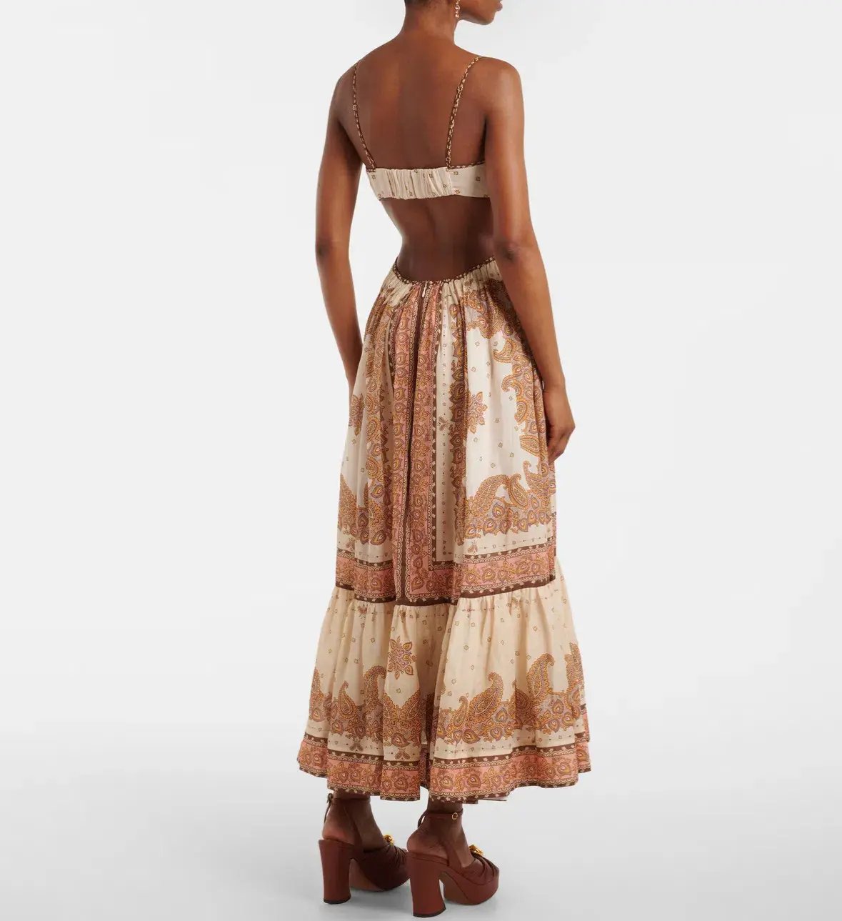 Zimmermann Maxine Plunge Maxi Dress Orange Paisley Size 2/Au 12 photo 2