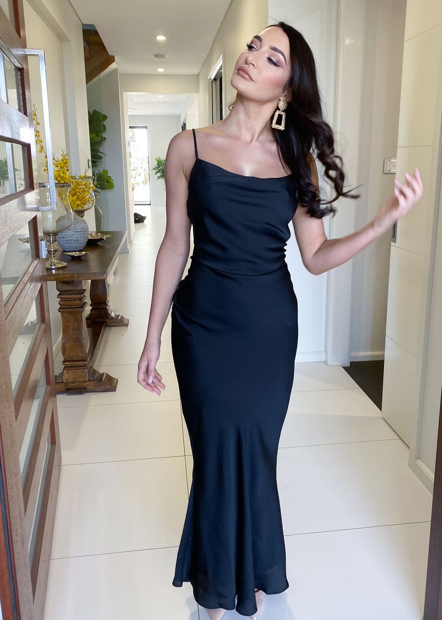 Shona Joy Luxe Bias Cowl Slip Dress (Onyx) photo 3