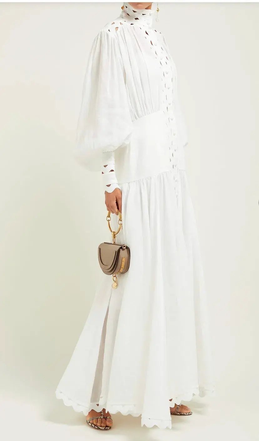 Zimmermann Zippy High Neck Cut Out Maxi Dress White Size 0 / AU 8 photo 3