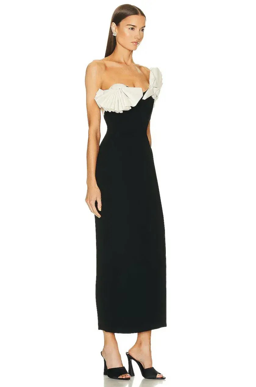 Rachel Gilbert Lavina Dress Black Size 6 photo 2