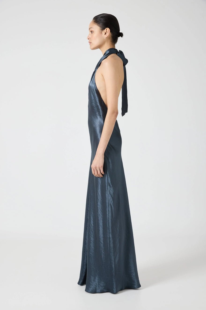 Third Form Crush Wrap Neck Floor Length - Gunmetal photo 2