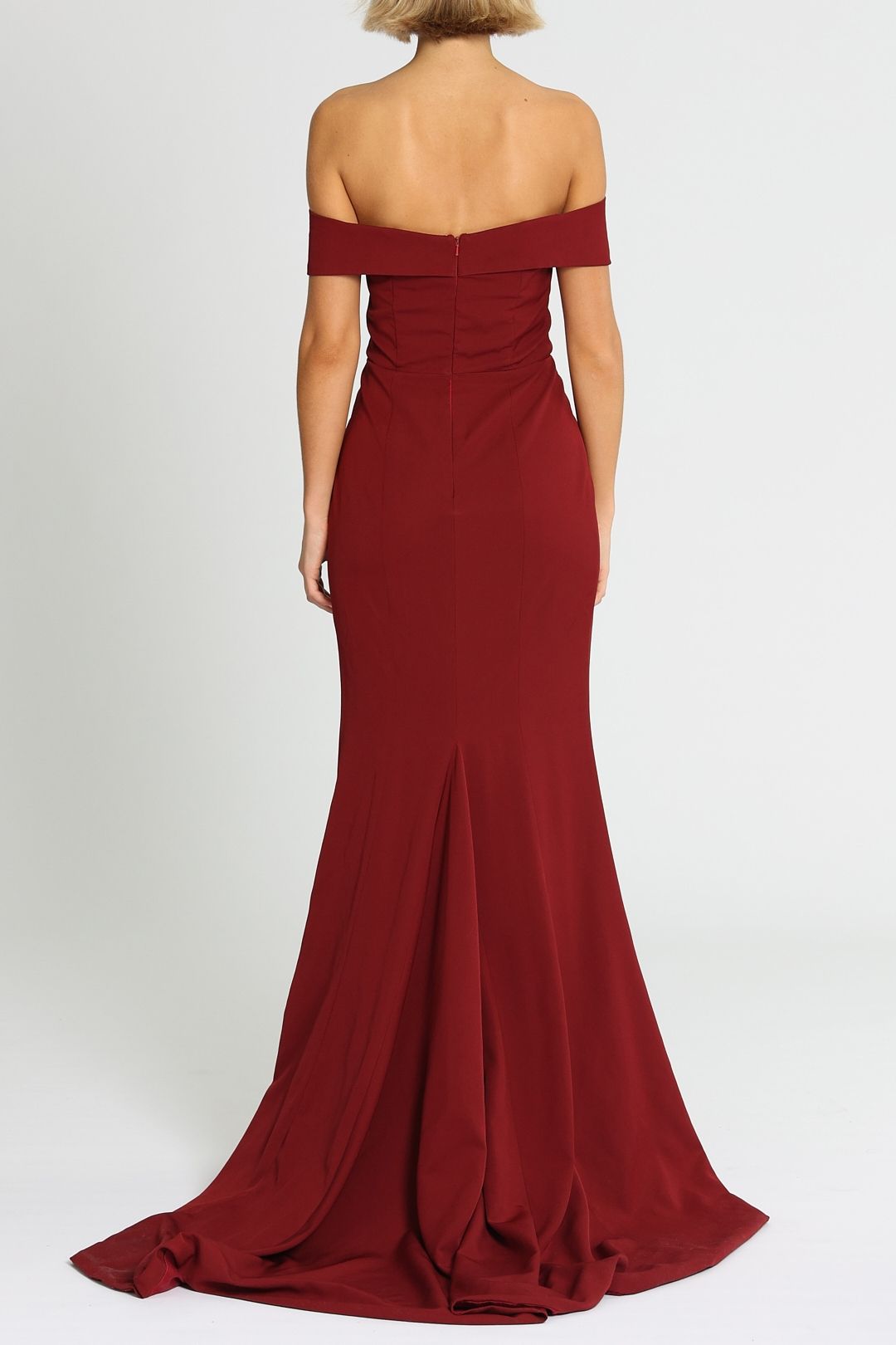 Gia Off Shoulder Gown - Wine photo 3