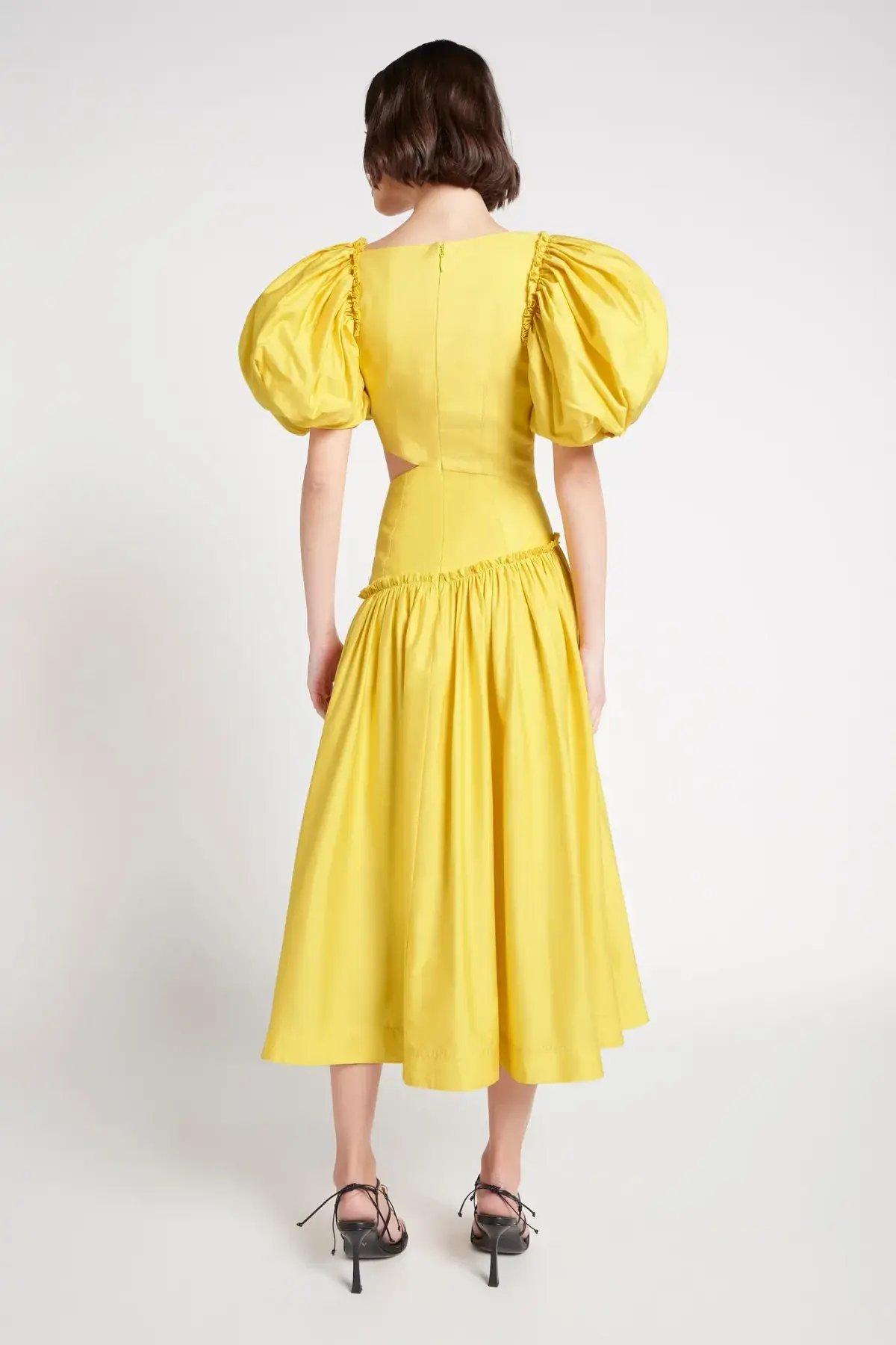 Aje Chateau Cut Out Midi Dress Sun Shower Yellow Size 10 photo 3