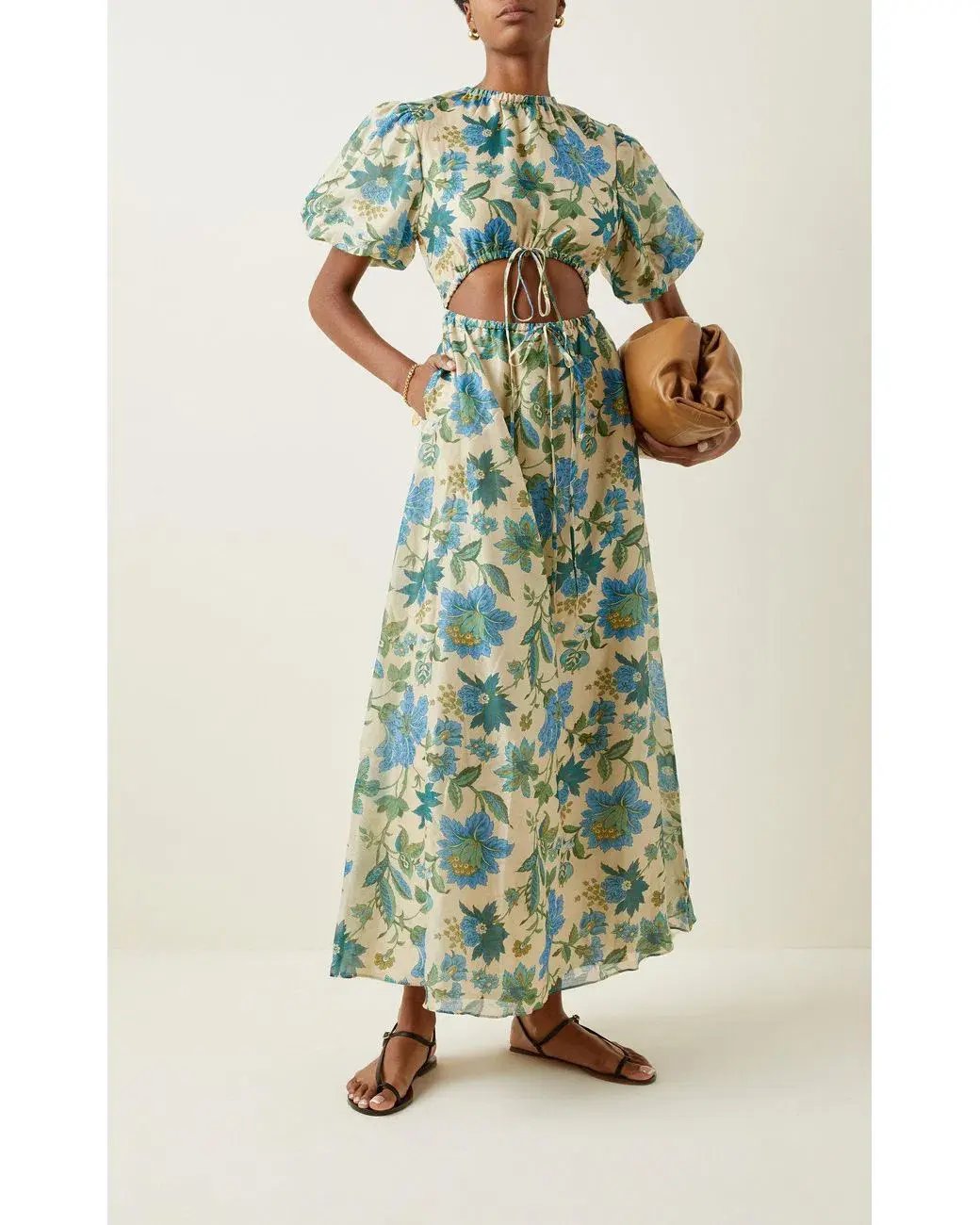 Sir the Label Celia Puff Sleeve Midi Dress Marguerite Print Size 3 AU 12/L photo 2