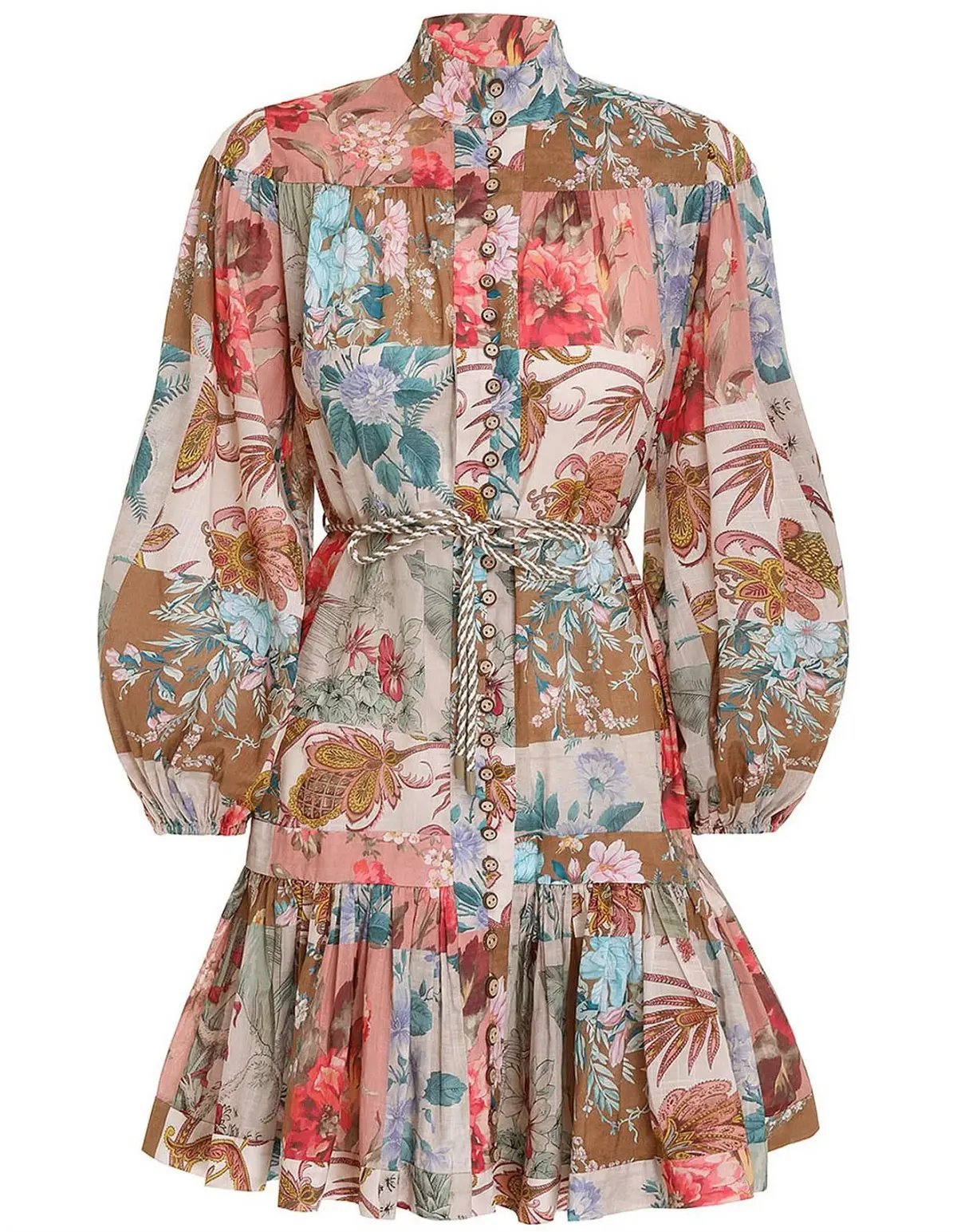 Zimmermann Cassia Drop Waist Mini Dress Floral Size 0P / AU 6P photo 3