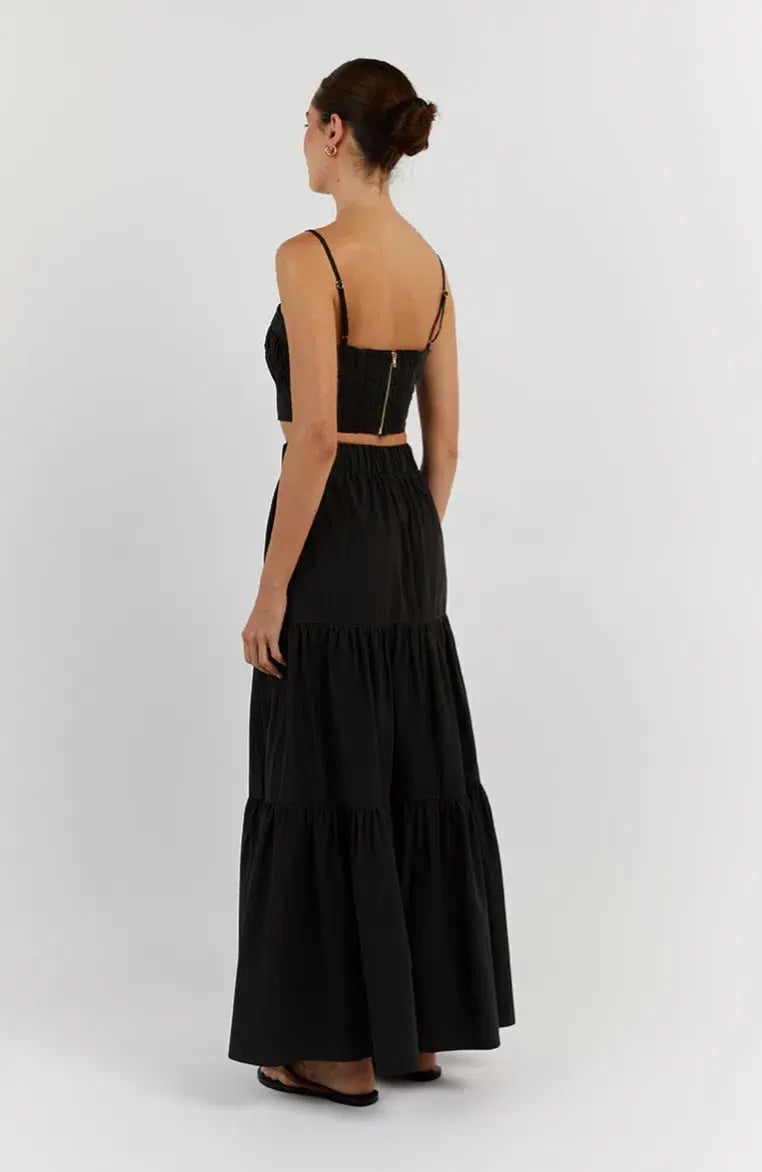 Dissh Elsa Cotton Crop Top & Skirt Set Black Size 6 photo 3