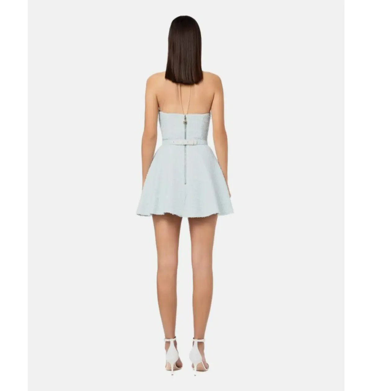 Elisabetta Franchi Lace Neck Short Dress Blue Size 0 / AU 6, Italian 38 photo 3