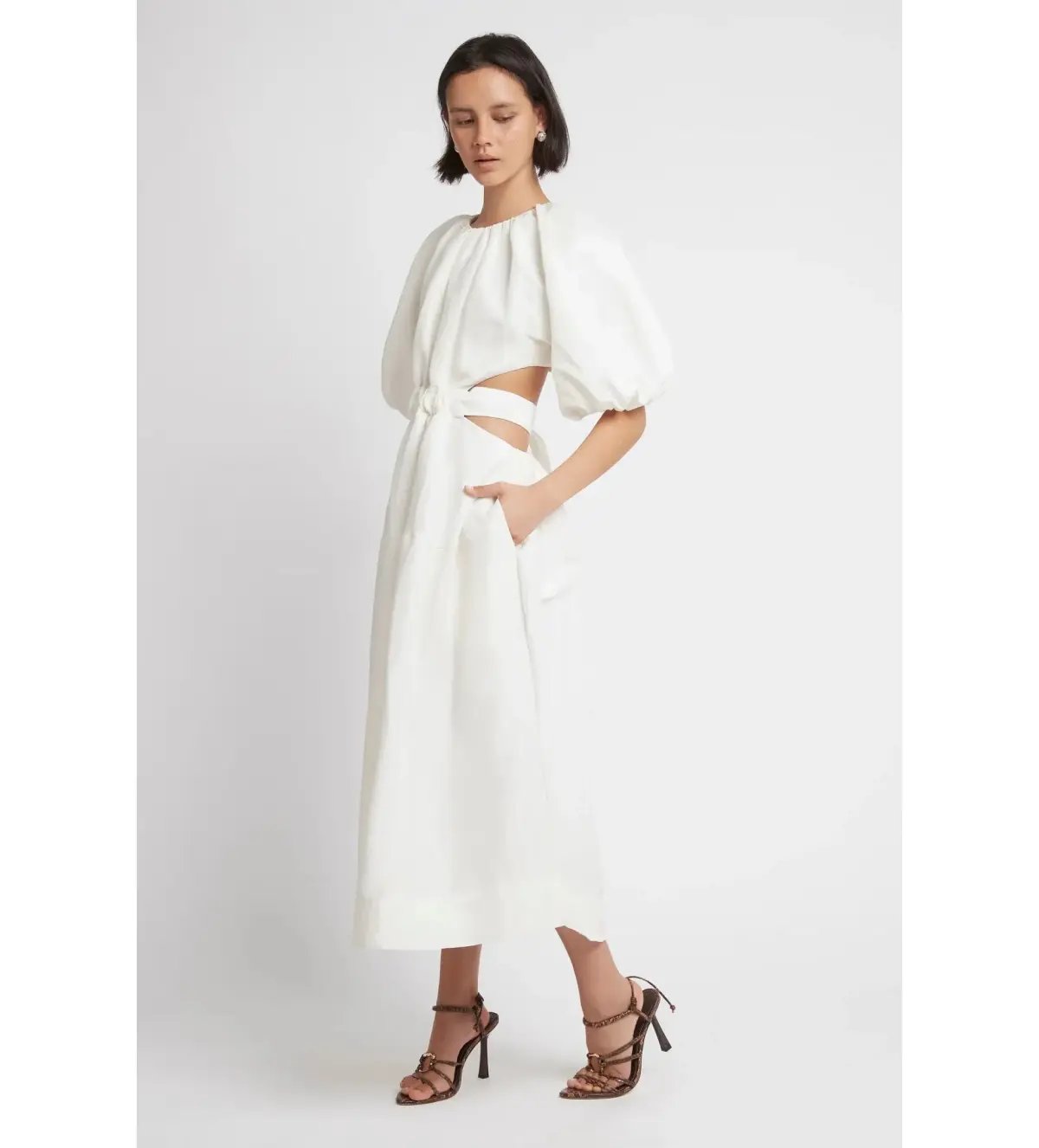 Aje Mimosa Cut Out Midi Dress Ivory Size AU 10 photo 2