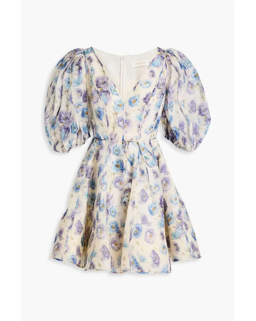 Zimmermann Tama Puff Sleeve Mini Dress Cornflower Blue Size 3 / AU 14 photo 3