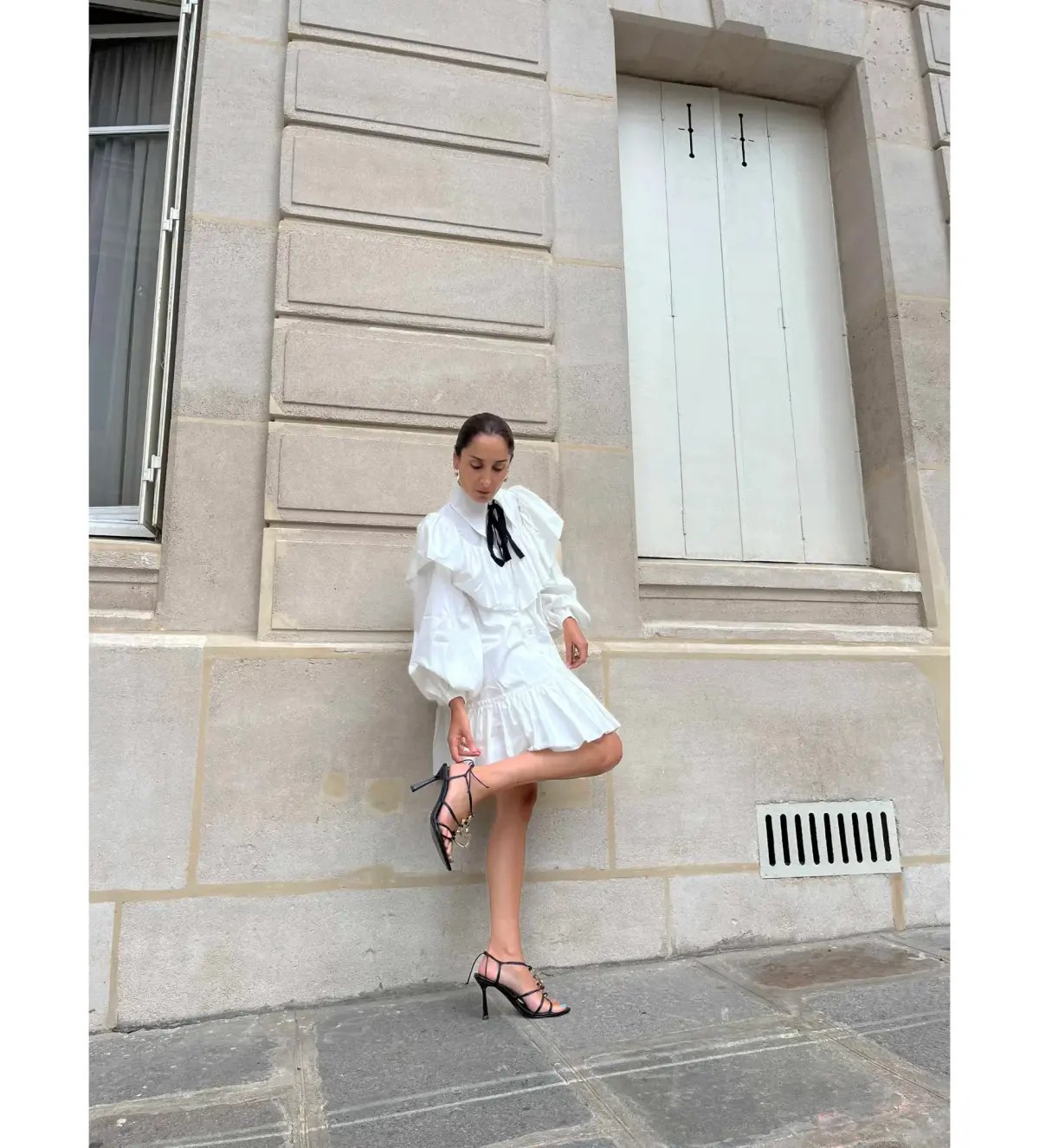 AJE Marie Frill Bib Mini Dress in White Size 8 photo 2