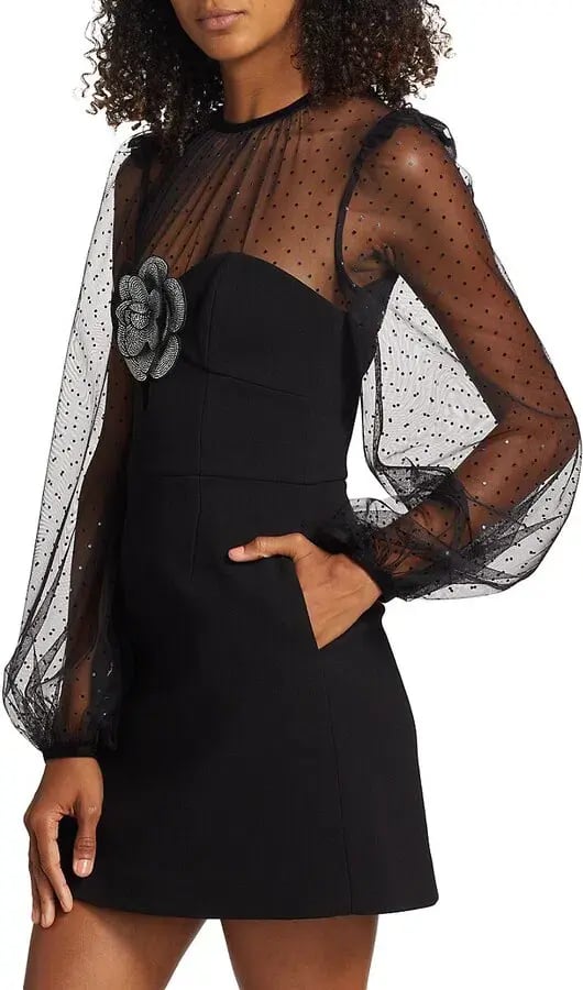 Rebecca Vallance Yvonne Flower Mini Dress Black Size 6 photo 5