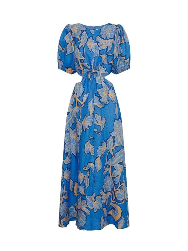 Kivari Taniana Cut Out Maxi Dress Blue Floral Size 12 photo 7