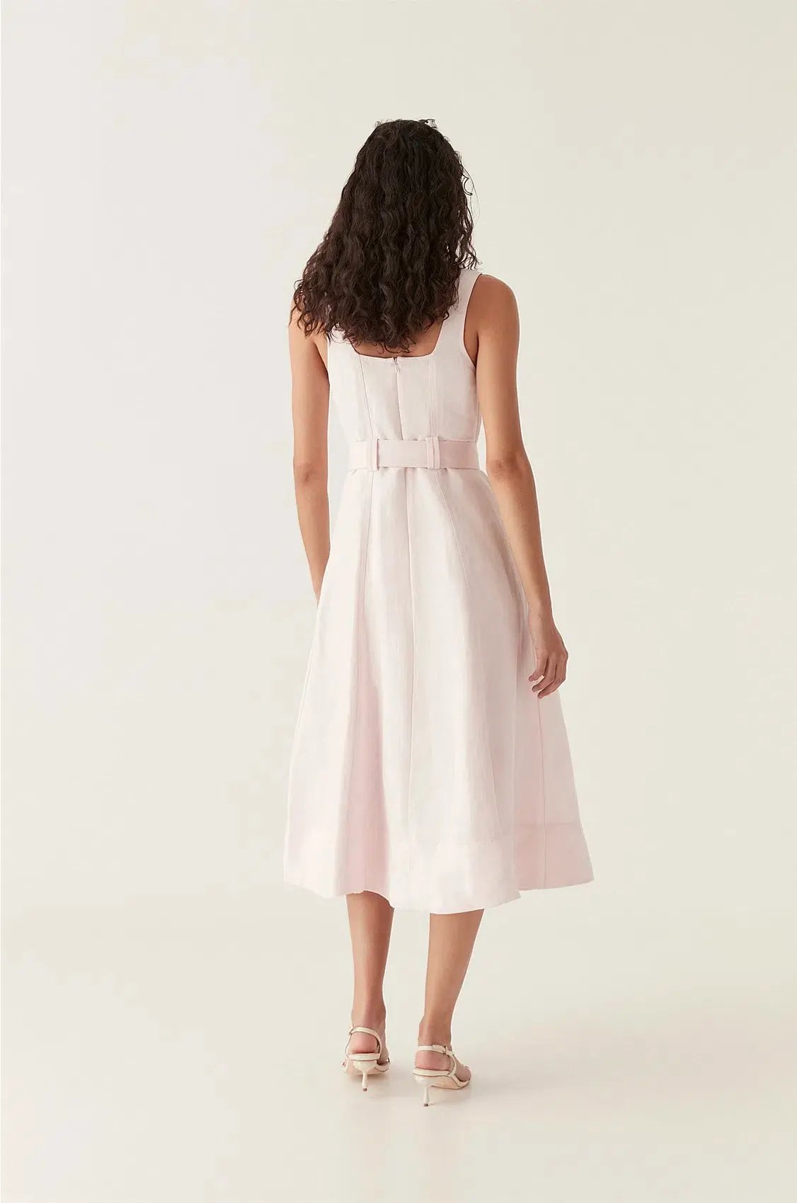 Aje Clay Belted Midi Dress in Pastel Pink Size 6 photo 3