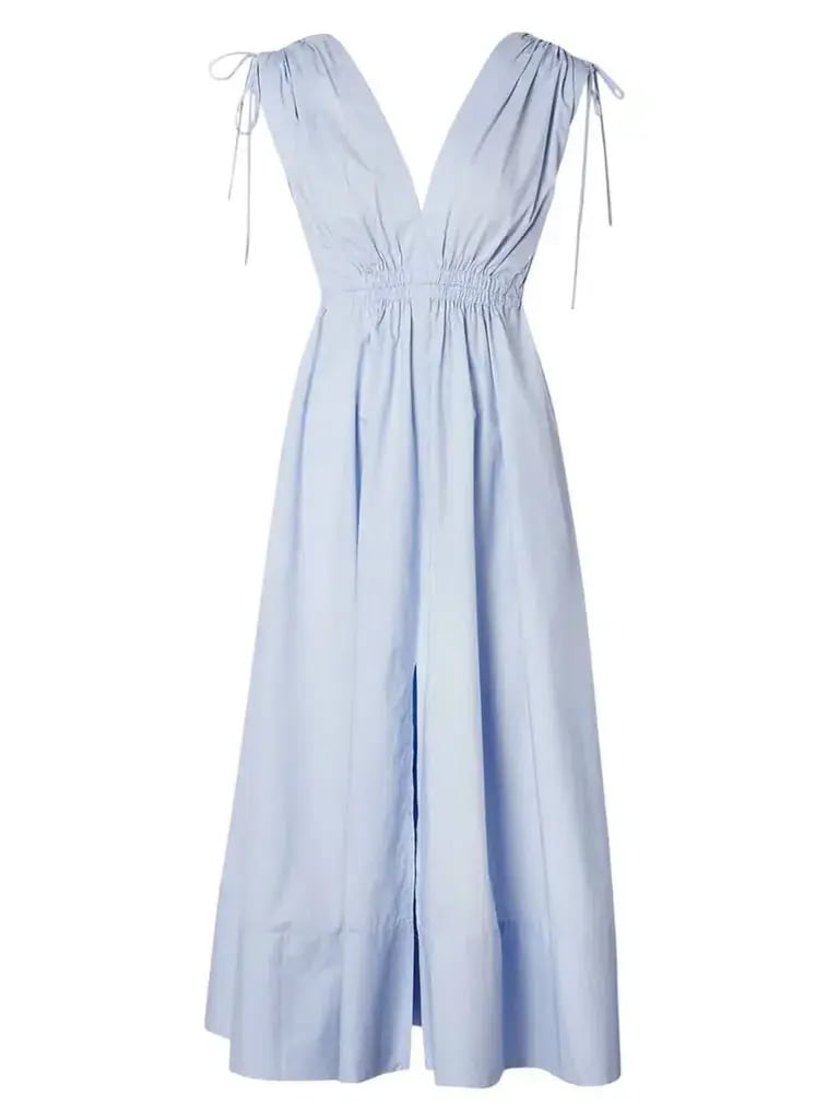 Scanlan Theodore Parachute Cotton Drawstring Midi Dress Light Tinted Blue Size 10 photo 5
