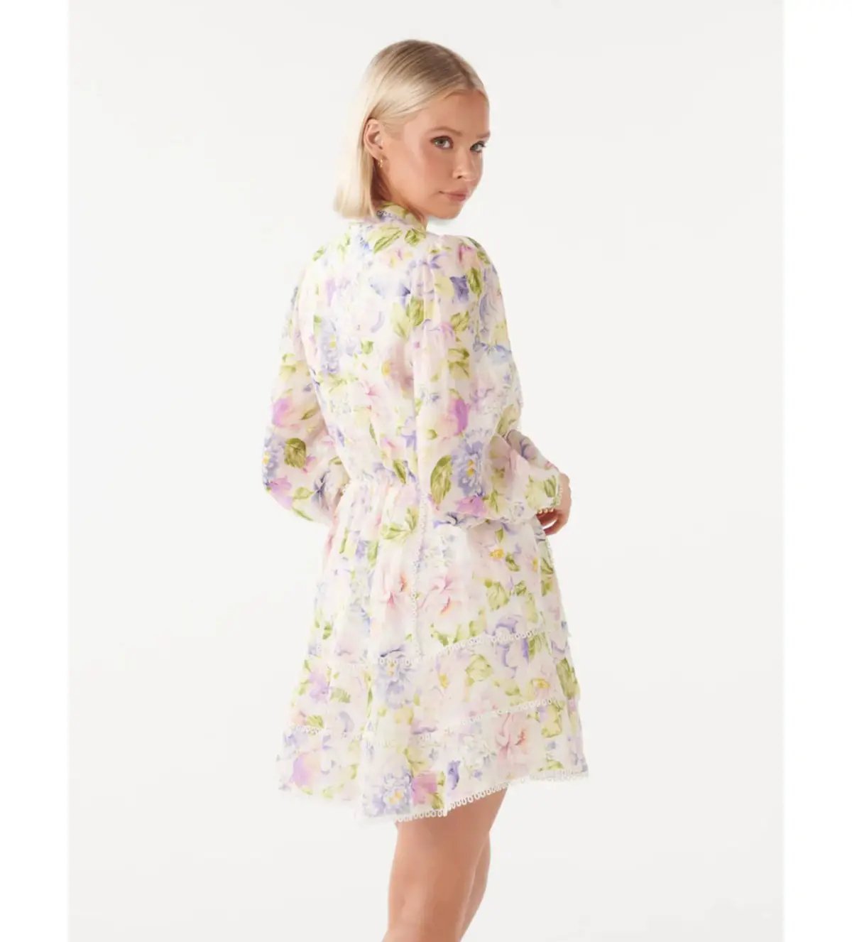 Forever New Vanessa Trim Skater Dress Light Floral Print Size 6 photo 2
