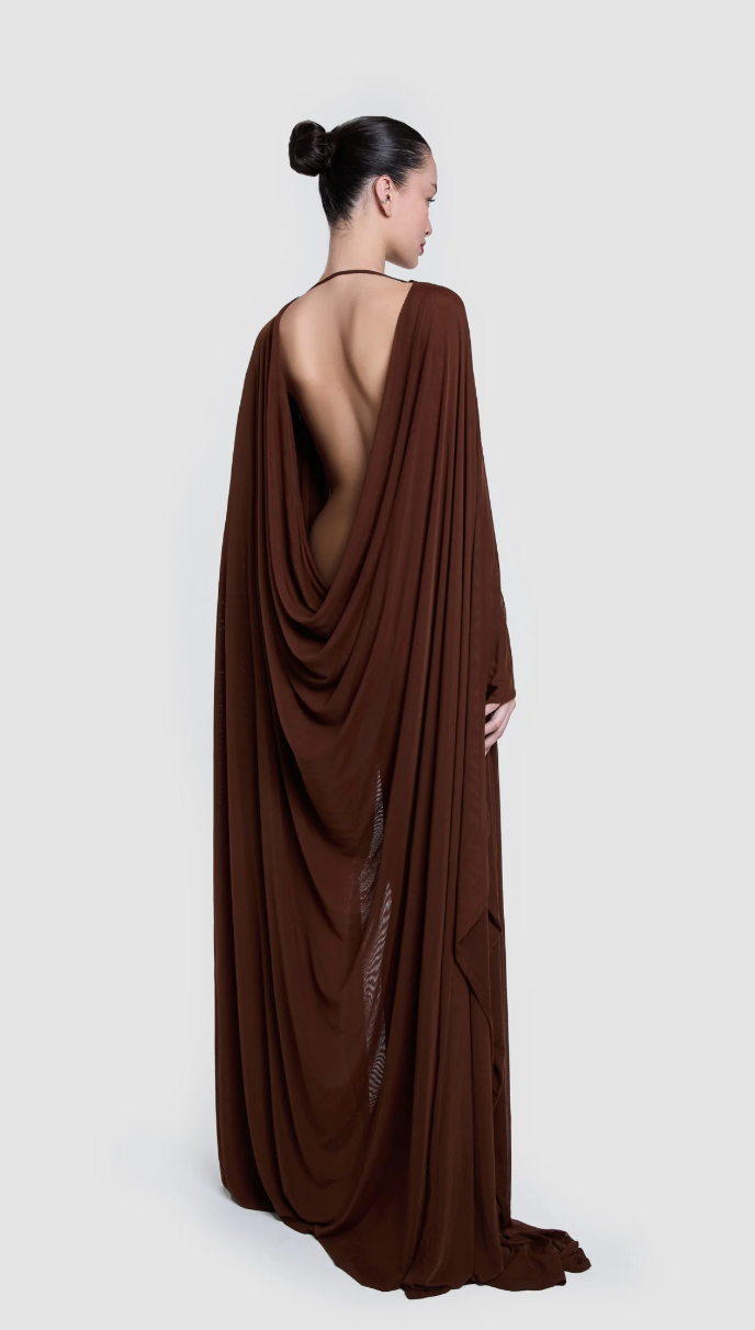 ALUYA MESH DRAPED CAPE BY BBXBRAND BROWN photo 8