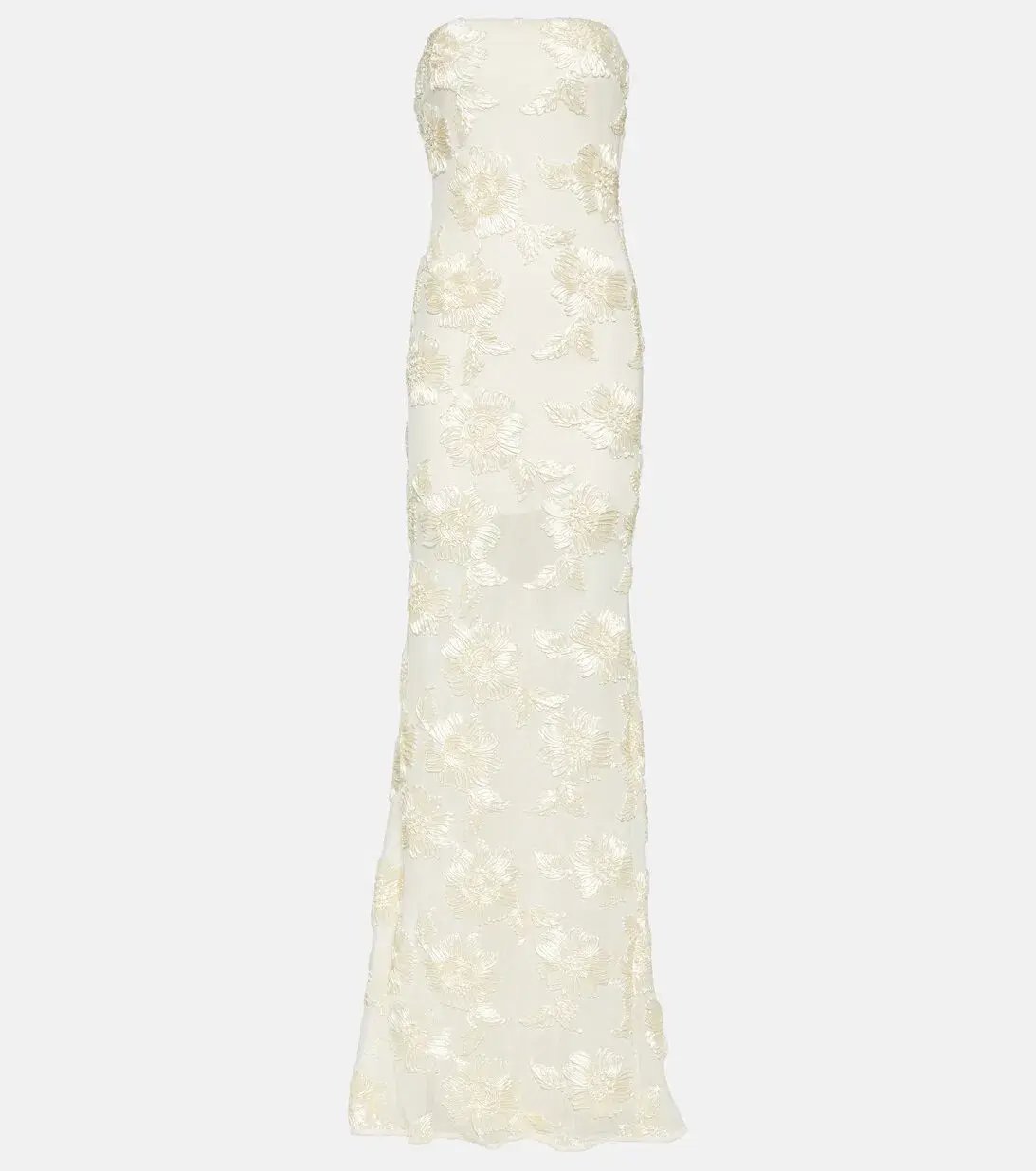 Rotate Birger Christensen Embroidered Strapless Midi Dress Cream Size 6 photo 3