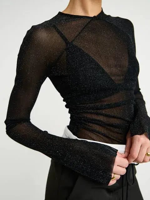 Camilla and Marc Marcello Sheer Top Black Size 10 AU photo 2