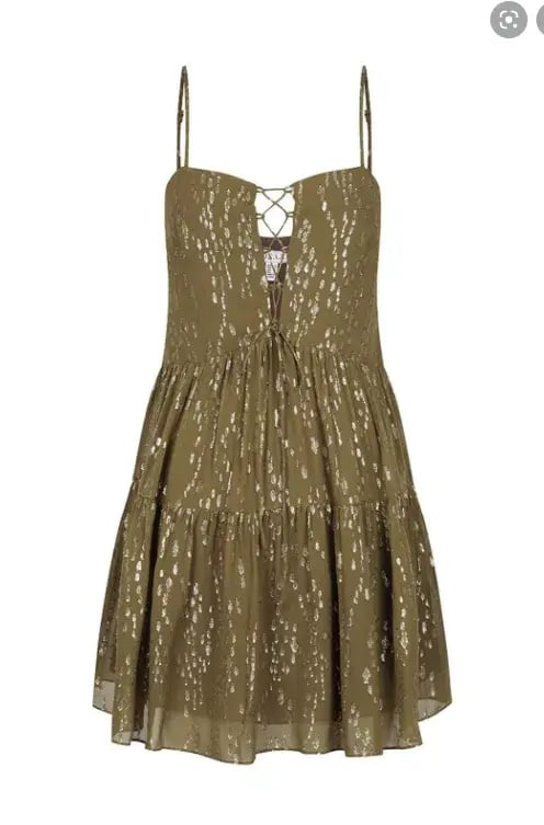 Shona Joy Laura Silk Lace Up Mini Dress Green Size 12 photo 4