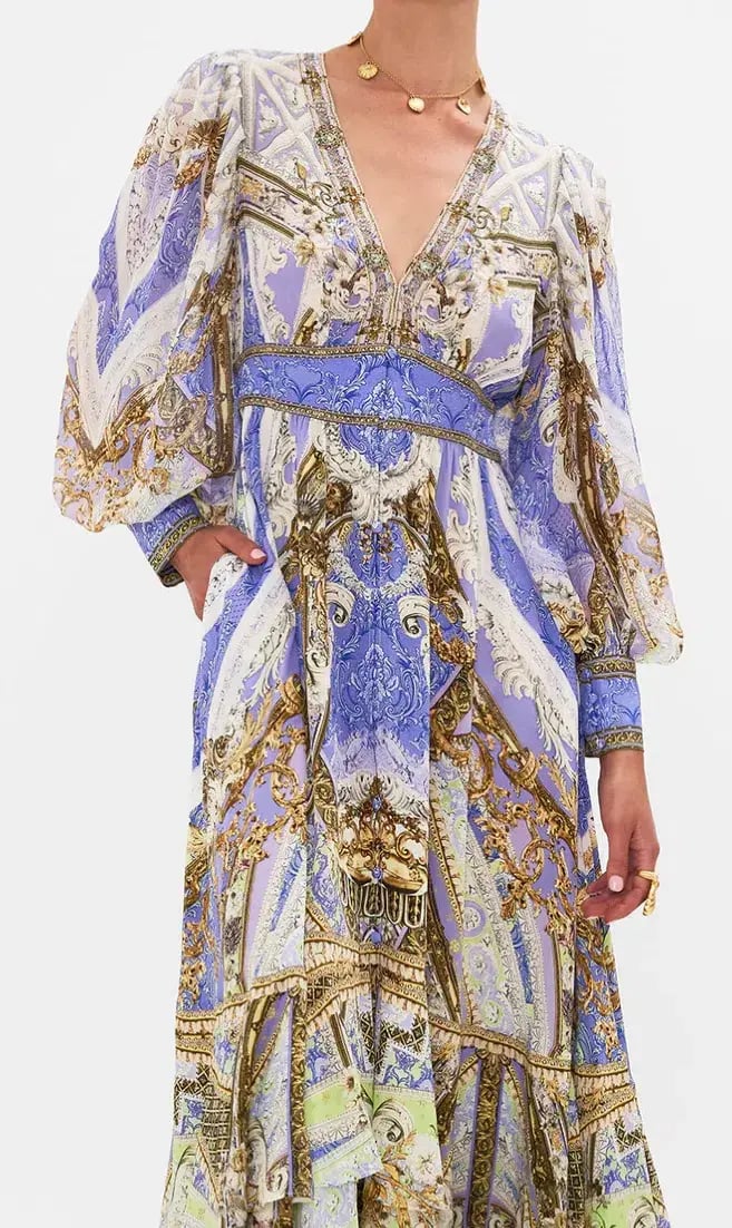 Camilla Long Button Front Dress Gilded Pleasures Size L (14) photo 3