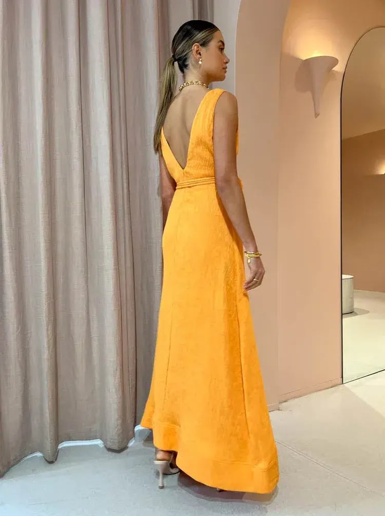 By Nicola Starboard Cross Waist Maxi Dress Orange Size 10 photo 4