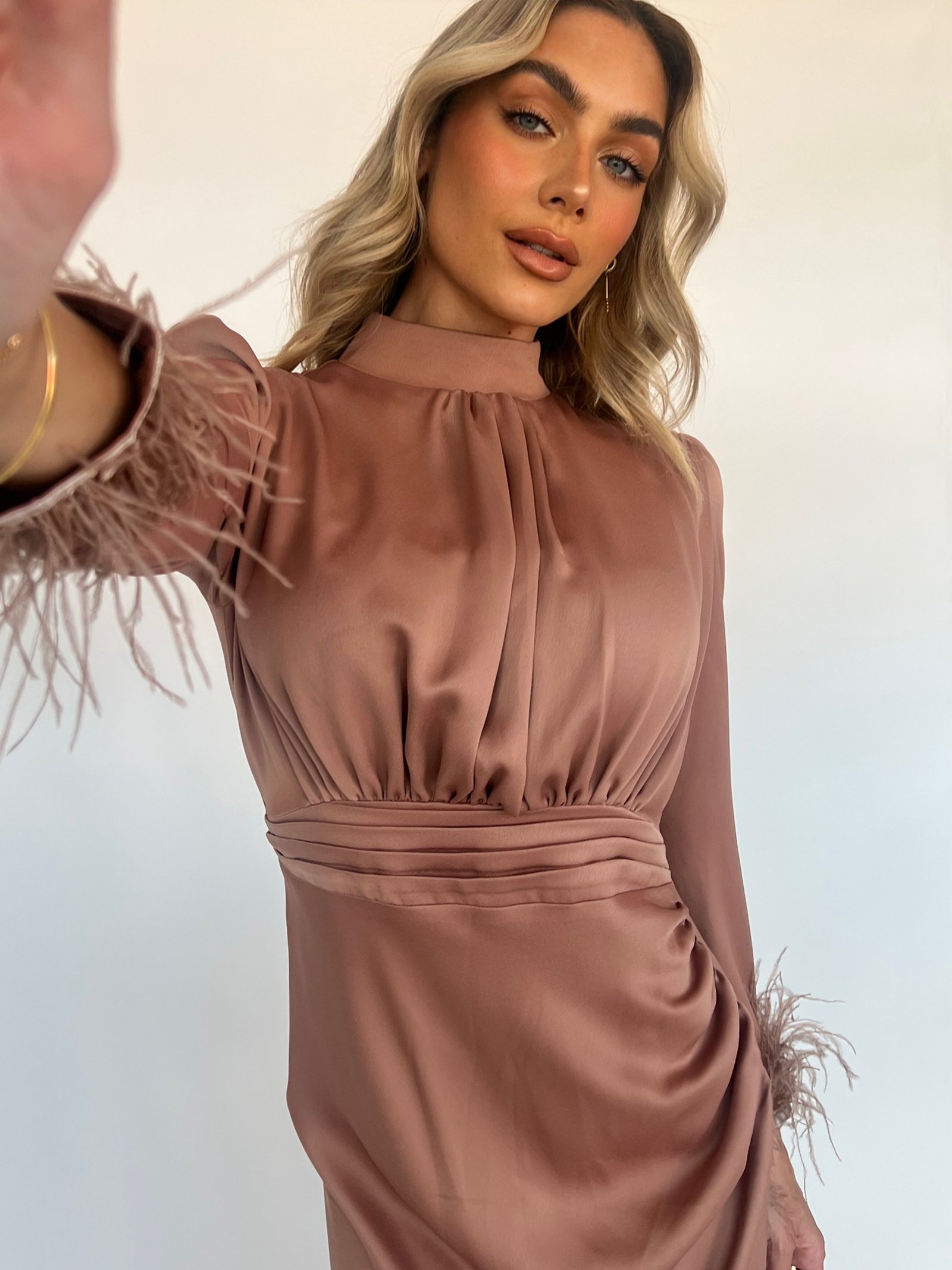 AMANDA FEATHER SLEEVE BY MY SECRET WARDROBE BROWN photo 3