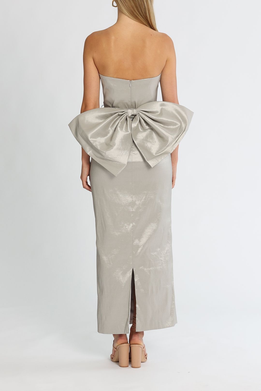 Fitted Strapless Dress - Silver photo 3