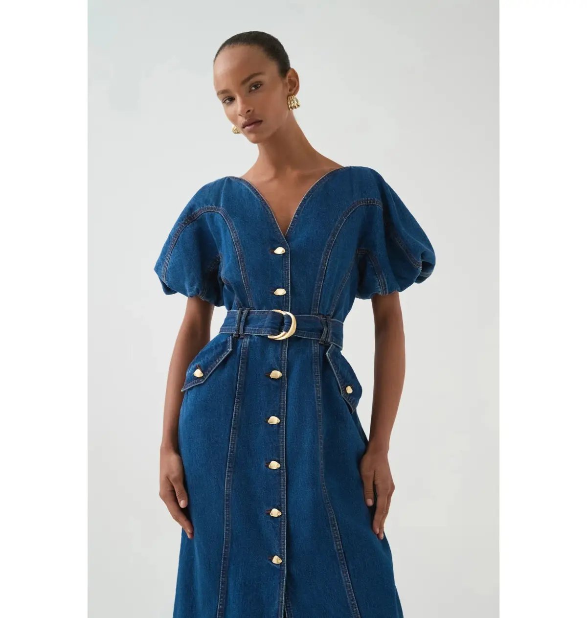Aje Harper Midi Dress Denim Size 10/M photo 5