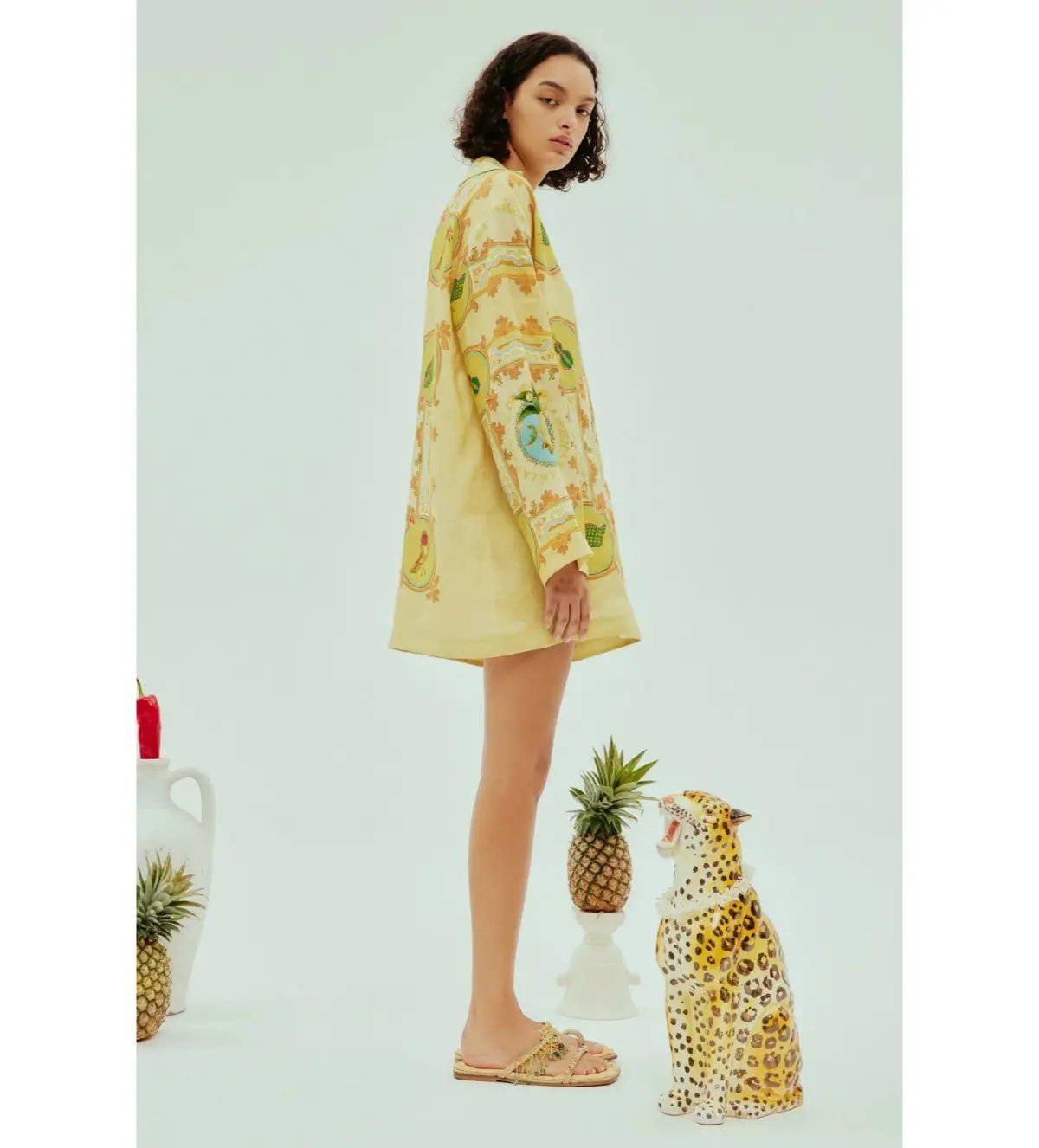 Alémais La Musica Tunic Dress Yellow Print Size AU 16 photo 4
