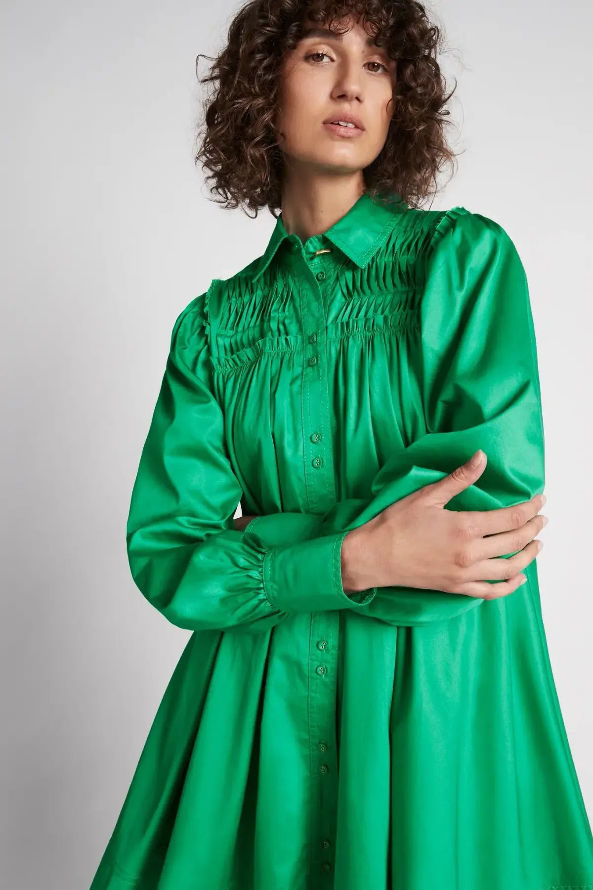 Aje Tidal Tucked Smock Mini Dress Green Size 8 photo 2