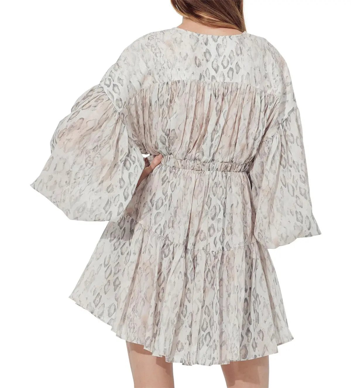 Aje Arabella Wrap Mini Dress in White Serpentes Size AU 6 photo 2