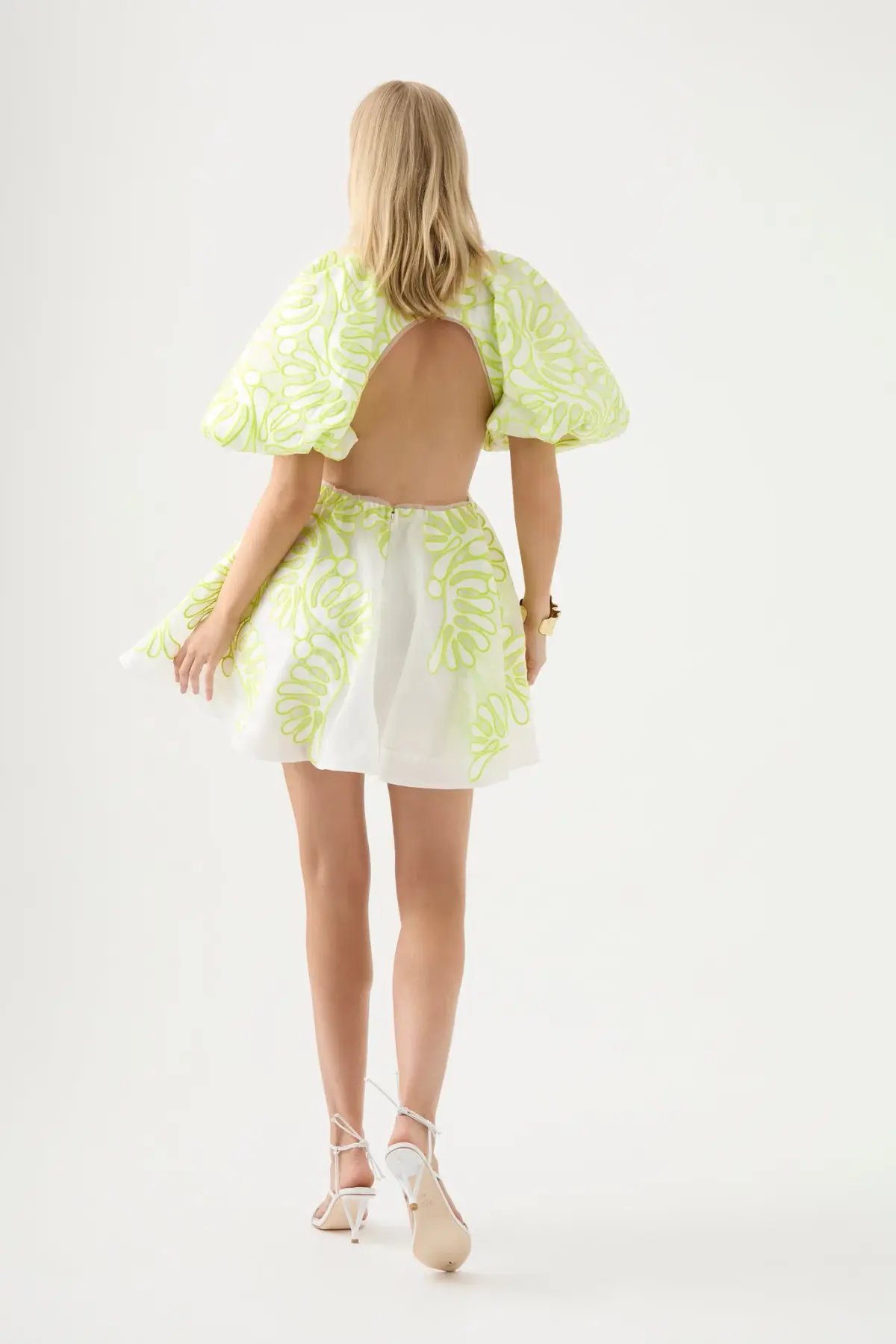 Aje Botanical Applique Mini Dress Green/White Size 8 photo 3