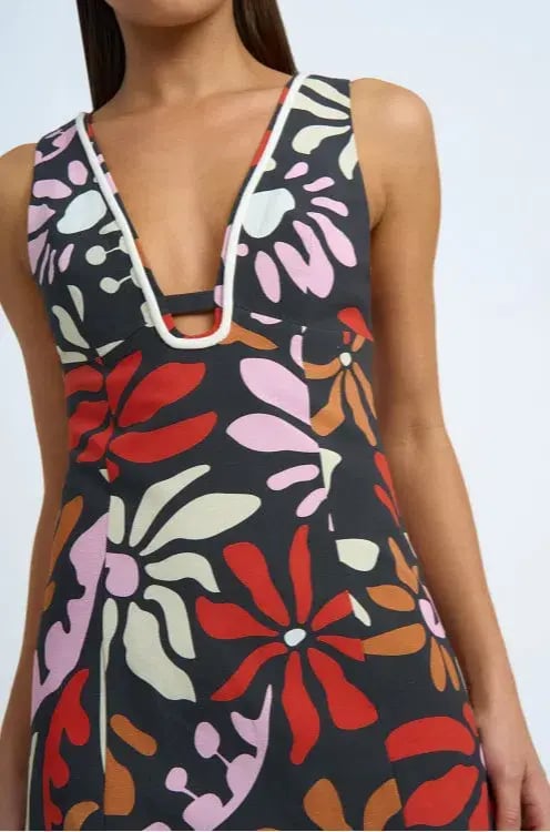 By Johnny  Dandy Breeze V Front Mini Dress in Black Multi Size 12 photo 2