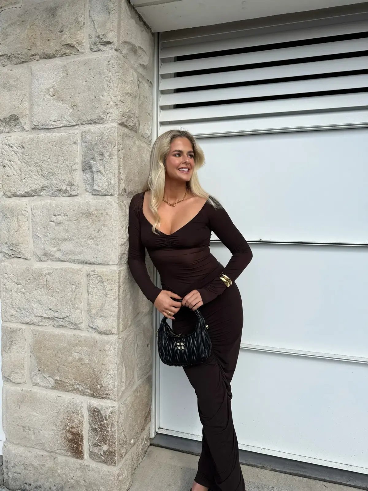 BENNI WILMA MAXI DRESS BROWN SIZE 10 photo 3