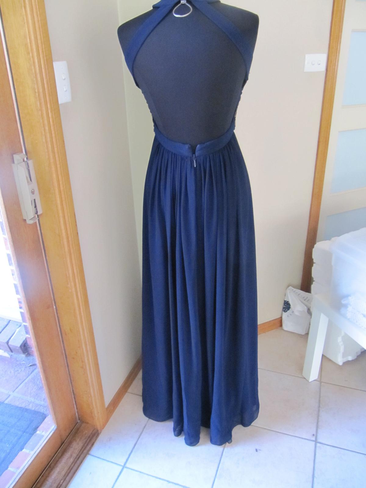 Bariano Embelished cut out gown Dress Navy Size 10 photo 2