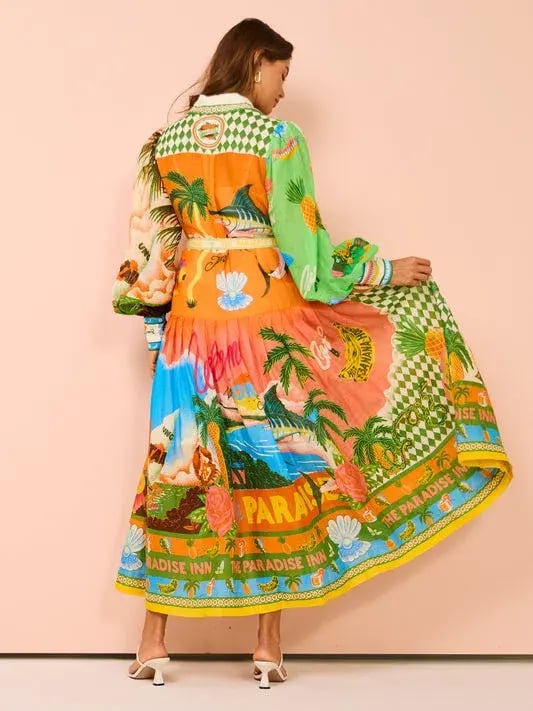 Alemais Paradiso Midi Shirtdress Multi Print Size 16 photo 4