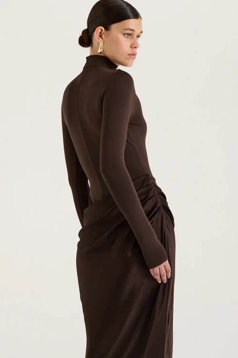 HENNE Soraia Long Sleeve Dress Chocolate Brown Size S / AU 8 photo 7