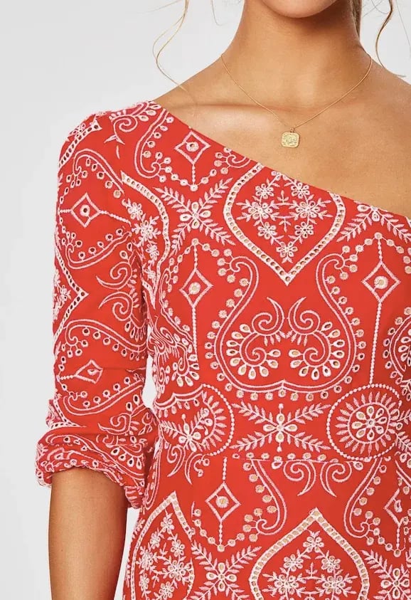 Winona Leila One Shoulder Midi Dress Red Size 10 photo 4