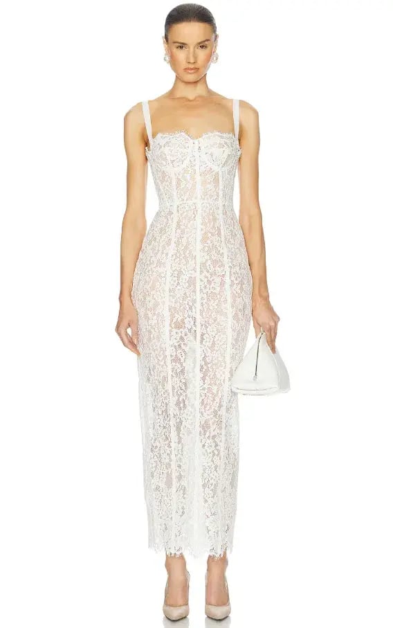 Helsa Lace Column Dress White Size 8/XS photo 3