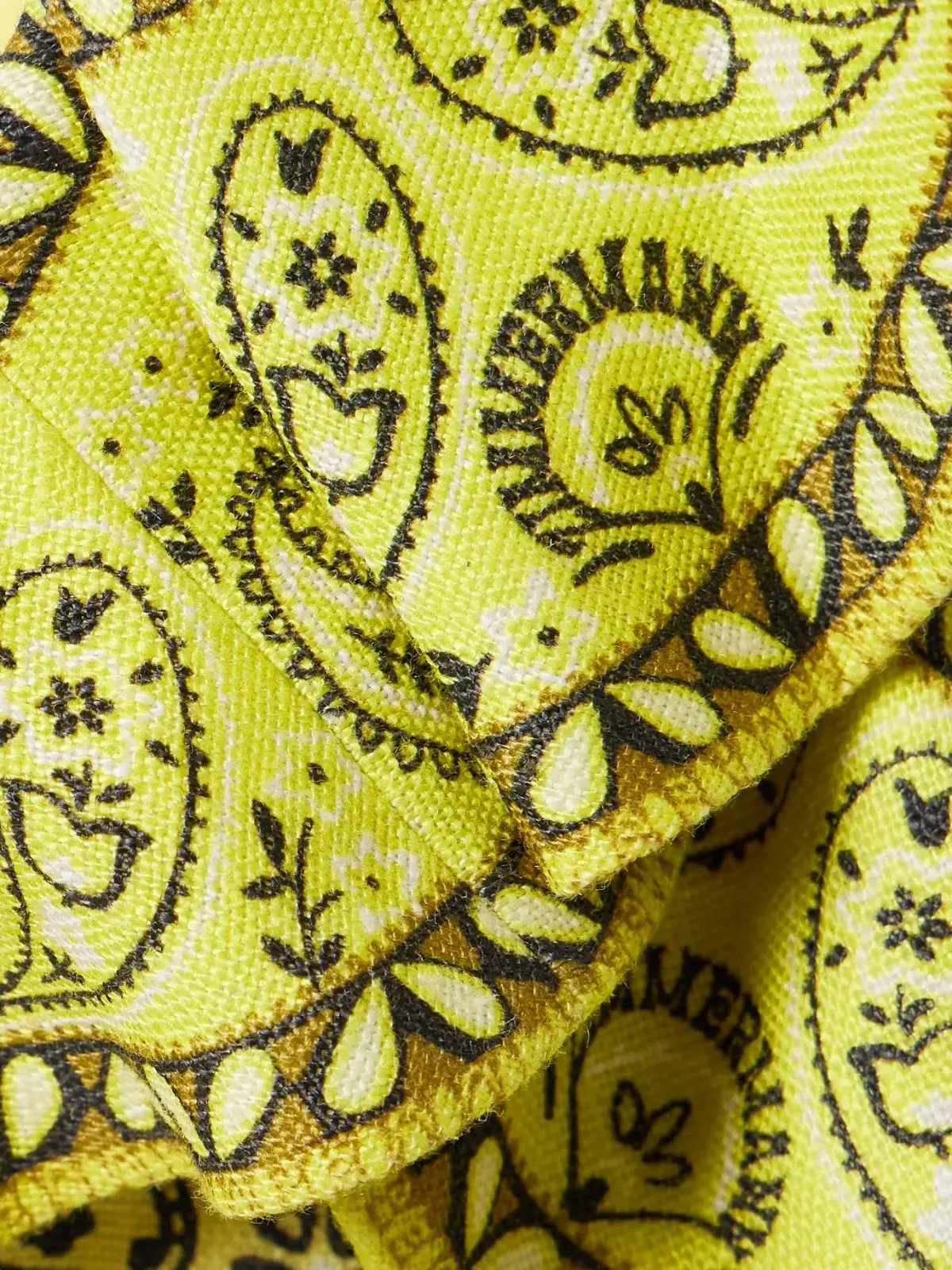 Zimmermann Matchmaker Cutout Ruffled Printed Linen Mini Dress Yellow Bandana Size 2 / AU 12 photo 4